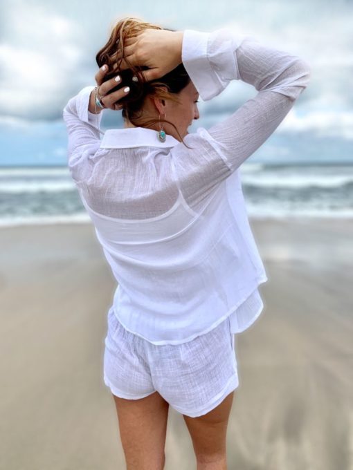 White cotton shirt cover up