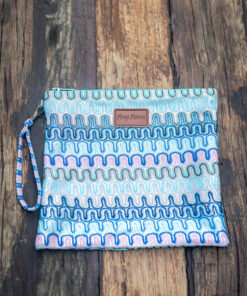 Seabreeze Bikini Bag in Blue – waterproof pouch with blue embroidery