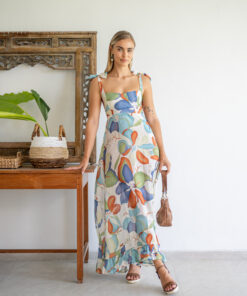 Blue floral maxi dress Bali boutique