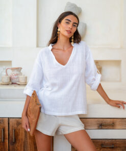 Sierra Shorts – White Cotton Slub