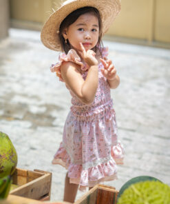 Mini Leela Top-Gingham Peach